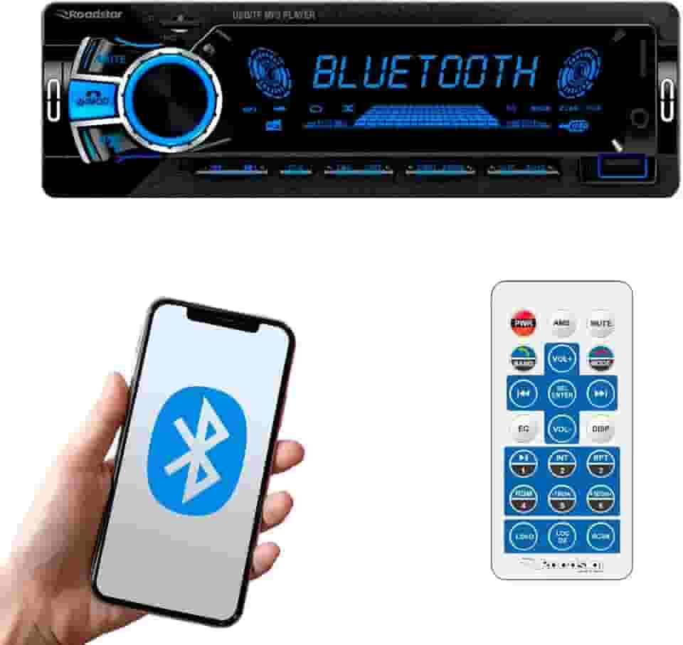 Som Automotivo Roadstar Bluetooth/Micro SD/USB/FM/ISO/MP3/Aux Com Controle Remoto Painel LED Fixo 7 Cores RS2750BR Plus