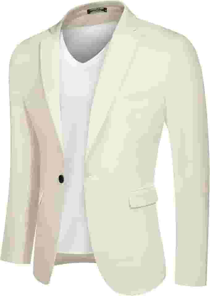 Blazer masculino casual, leve, esportivo, com um botão, textura de linho