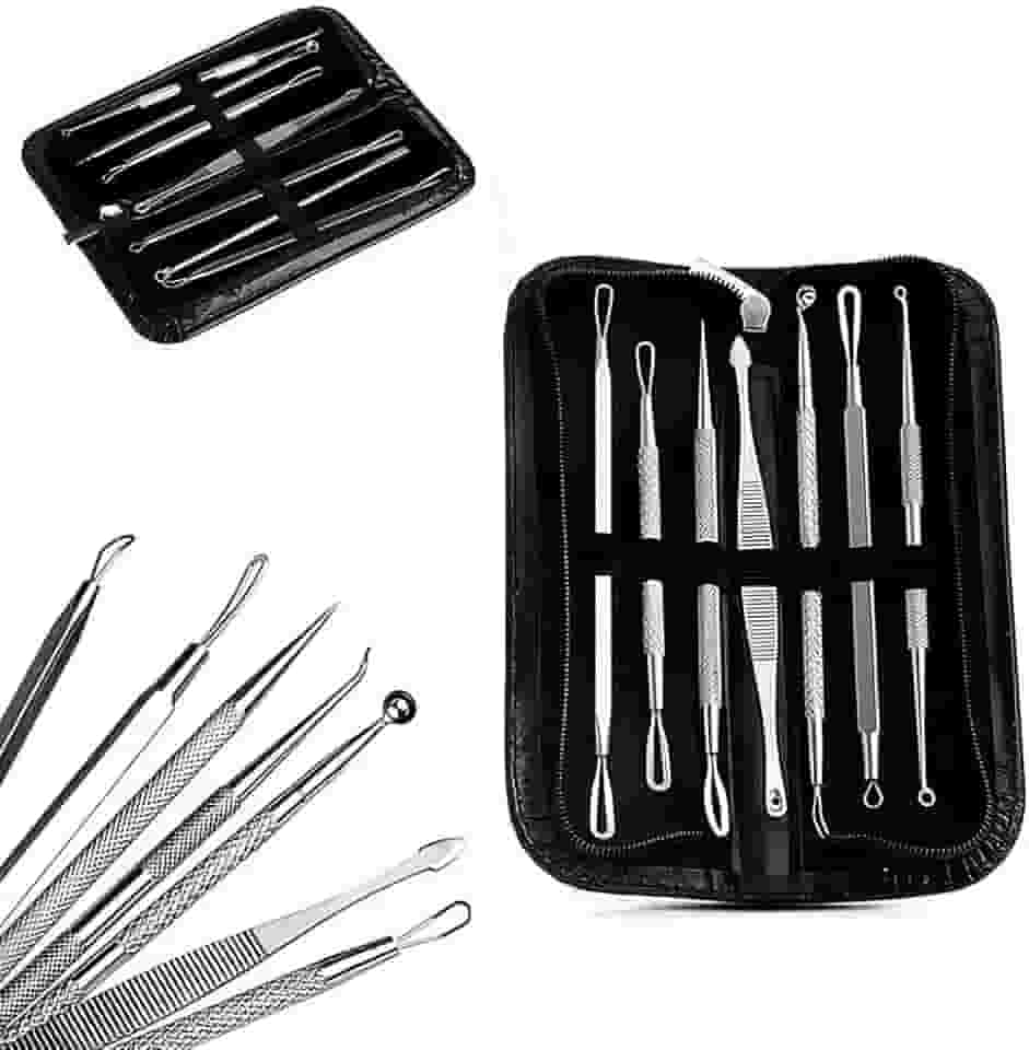 Kit Extrator de Cravos e Espinhas Premium 7 Peças Aço Inox Estojo Profissional Limpeza Pele Facial Segura