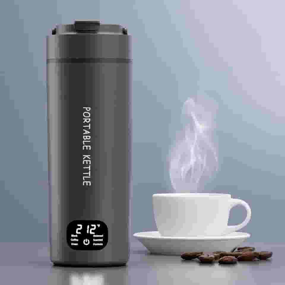 Chaleira elétrica portátil de dupla voltagem, água quente para chá, café, 6 controles de temperatura e visor LCD, aço inoxidável 316 e grande capacidade de 450 ml, desligamento automático e