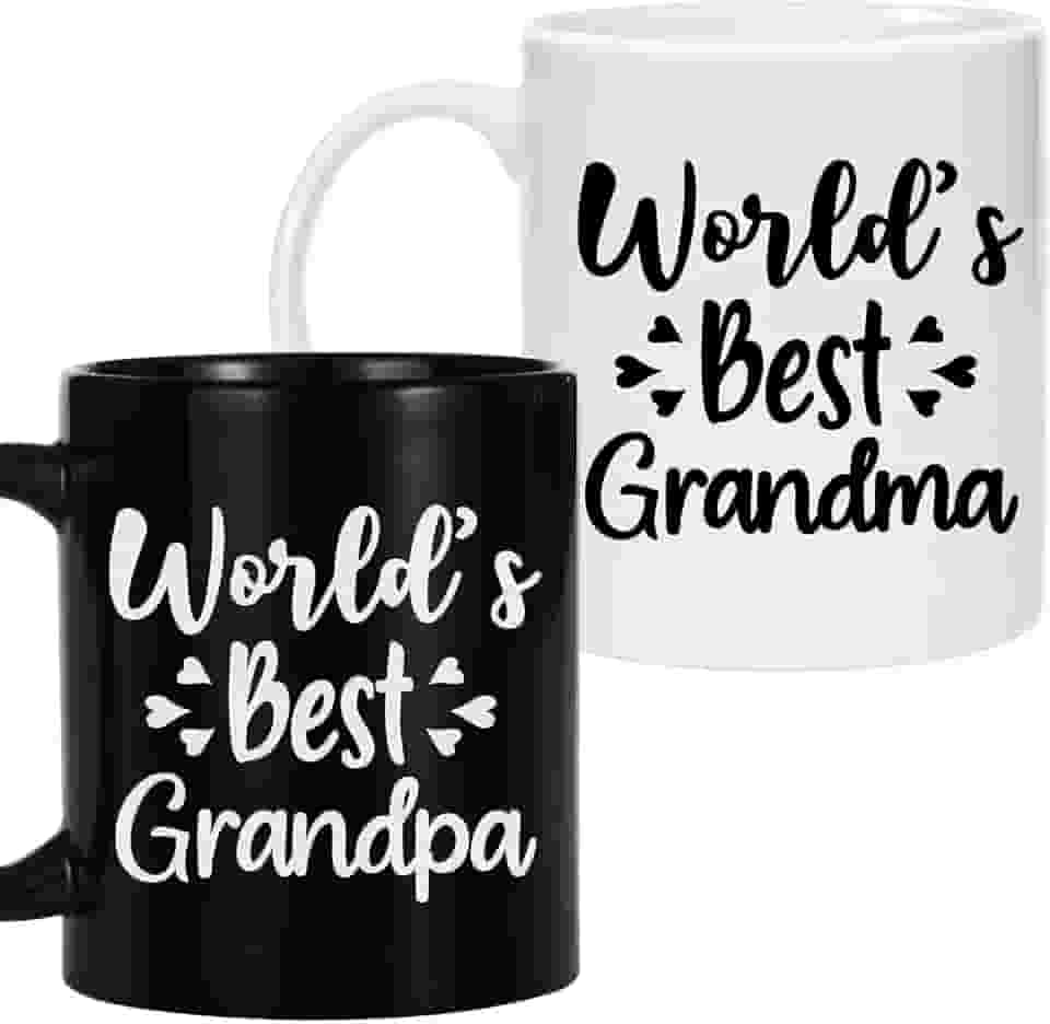 Breezy Valley Canecas para avós e avós, presentes de Natal de netos e netos - melhores presentes de vovó do mundo, presente de Natal para avós, conjunto de canecas de café