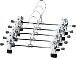 Kit 10 Cabides Presilha Metal Cromado Premium Saia Calça Bermuda Vestido Reforçado