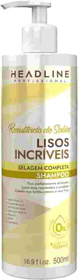 Shampoo Lisos Incríveis - Sela e Alinha os Fios - HEADLINE Resultado de Salão - 500ml