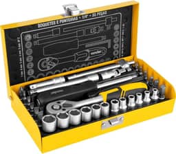 Vonder, Jogo De Soquetes E Ponteiras Com Encaixe De 1/4", 4,0 Mm A 13,0 Mm, Com 33 Peças.