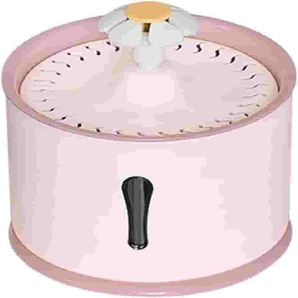 Bebedouro Automático para Gatos, Rosa Claro, 2000ml, com Filtração em 5 Estágios, Fonte de Água USB Recarregável, 19x19x14cm, Sistema de Iluminação Inteligente