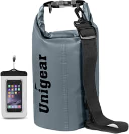 Unigear Bolsa seca à prova d'água, sacos flutuantes e leves para caiaque, barco, pesca, natação e acampamento com capa de telefone à prova d'água