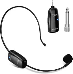 Microfone Sem Fio, Microfone Wireless UHF, Transmissão Sem Fio de 50 m, Faixa de Cabeça e Portátil 2 em 1, para Guia Turístico/Ensino/Discurso
