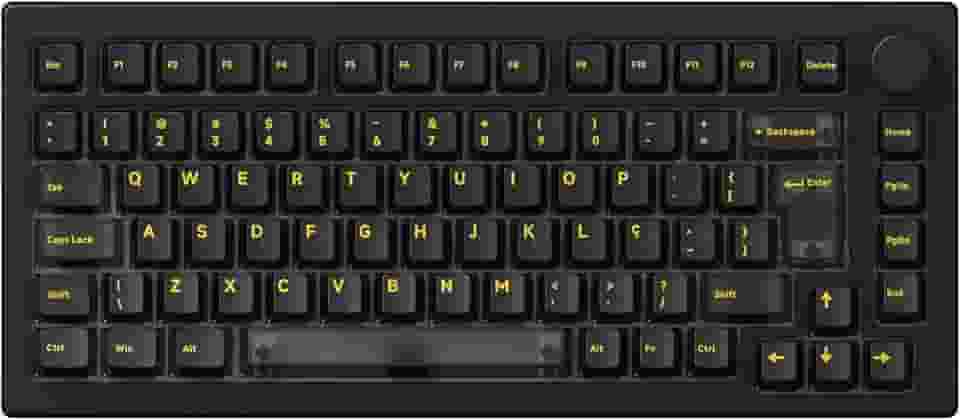 Teclado mecânico Akko ABNT2 5075 Clear Black com switch V3 Cream Black