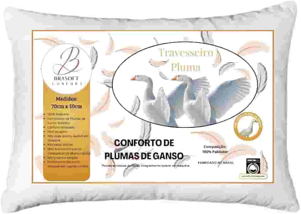 Travesseiro Pluma de Ganso Sintética 70x50cm Antialérgico