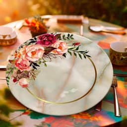 Capa Para Sousplat Jogo Americano de Flores Floral Microfibra 35cm Unidade (SFLS0017)