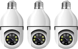 KIT 3 Câmeras de Segurança Câmera Lâmpada 2022 Câmera Espiã WiFi, 1080P Câmera de Base E27 com Visão Noturna Infravermelha intercomunicador bidirecional, Câmera Vigilância com Função de Rastreamento Automático - BELLA NET