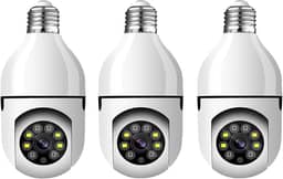 KIT 3 Câmeras de Segurança Câmera Lâmpada 2022 Câmera Espiã WiFi, 1080P Câmera de Base E27 com Visão Noturna Infravermelha intercomunicador bidirecional, Câmera Vigilância com Função de Rastreamento Automático - BELLA NET