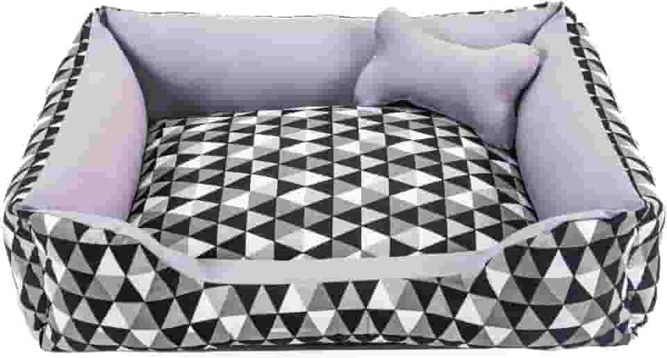 Cama para Cachorro Grande 70X55 Com Zíper Estampa Geométrico Preto Cinza
