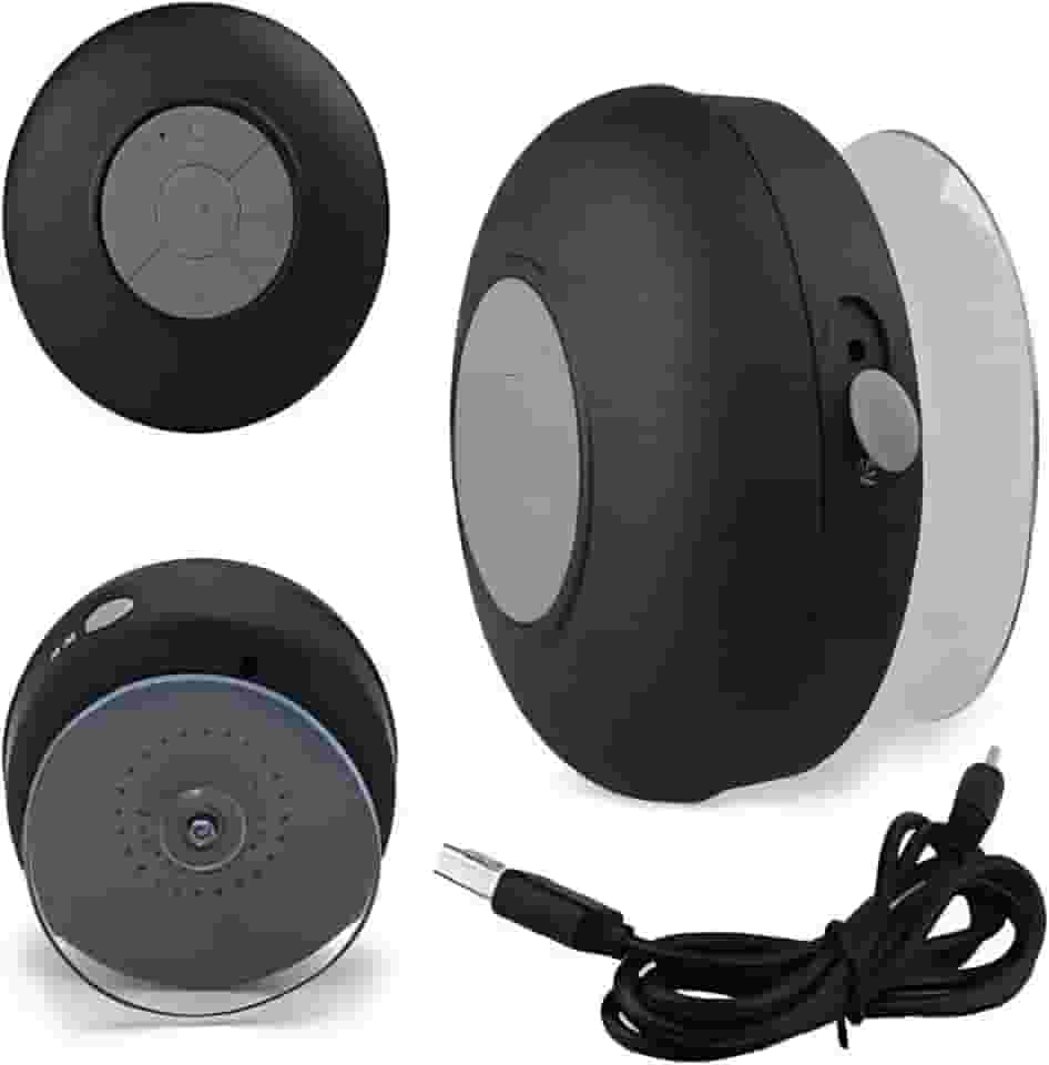 Caixa de Som Bluetooth à Prova D'água para Banheiro, Mini Alto-falante Portátil com Ventosa, Preto
