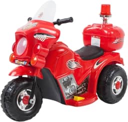 Mini Moto Elétrica 6v Polícia Menina Com Luz Som E Baú (Vermelho)