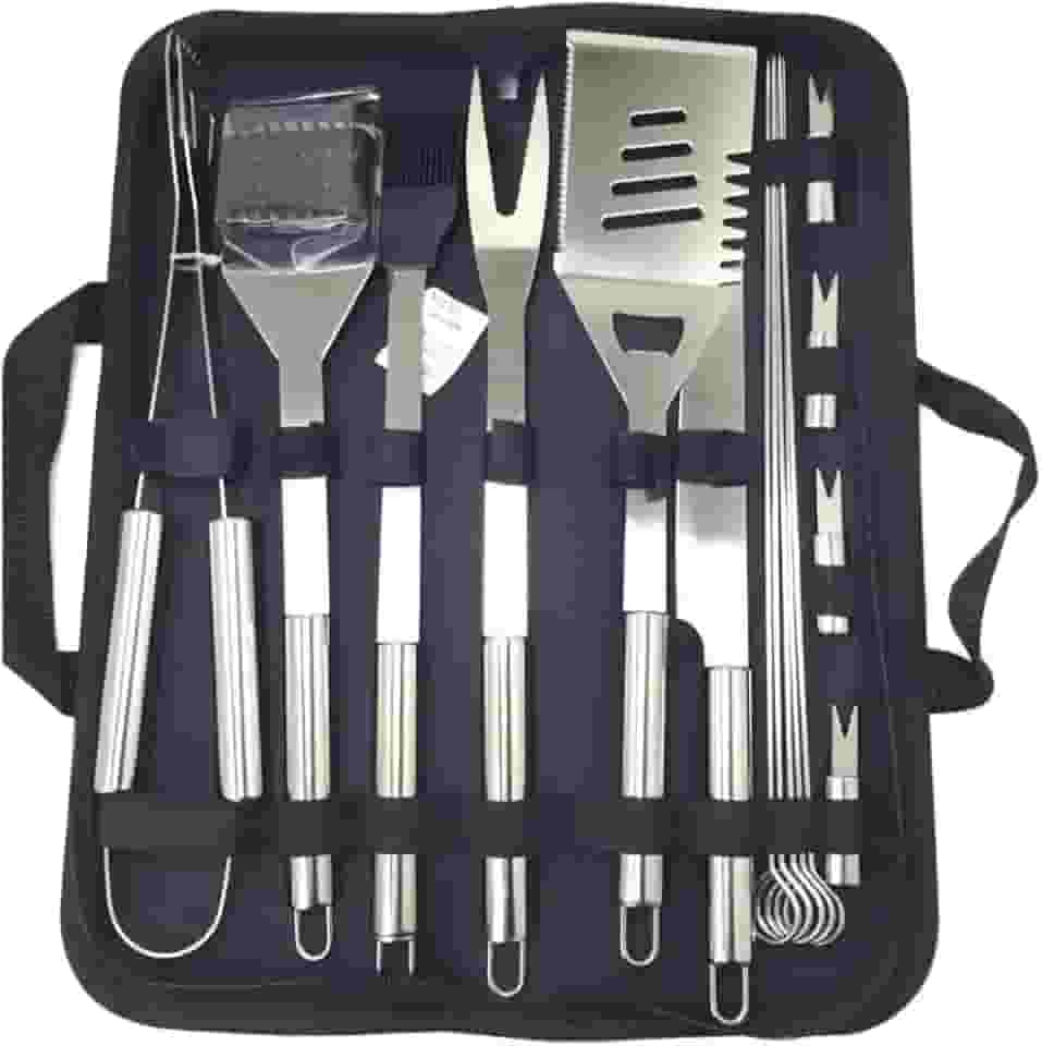 Kit Conjunto Profissional para Churrasco em Aço Inox com maleta 15 peças