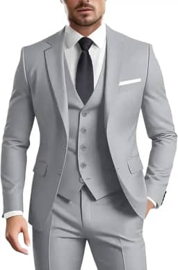 Terno masculino 3 peças slim fit formal negócios casamento 2 botões blazer colete conjunto calça smoking