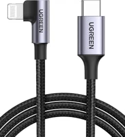 UGREEN Cabo Lightning de certificação MFi - Cabo USB C de 90 graus para Lightning 3FT compatível com iPhone 14/14 Pro/14 Pro Max, iPhone 13/12/11/X/XR/XS/8 Series, iPad, AirPods Pro