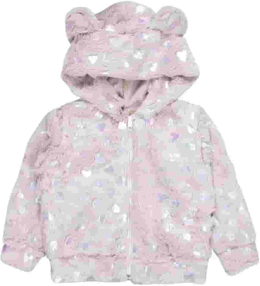 Casaquinho Bebê Peluciado com Capuz e Orelhinhas – Fleece Macio com Corações – 3 a12 Meses – Era Uma Vez