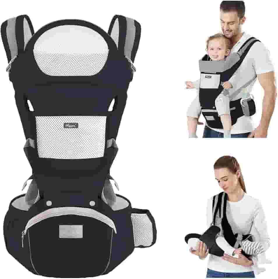 Canguru Para Bebe,Alça De Transporte Multifuncional 6 e 1,Canguru Ergonomico Para Bebe,Adequado Para 0-36 Meses (Preto)