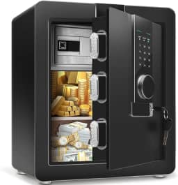 Cofre Eletrônico Digital Preto Aço 45x38x32cm Senha Ou Chave, Caixa Forte