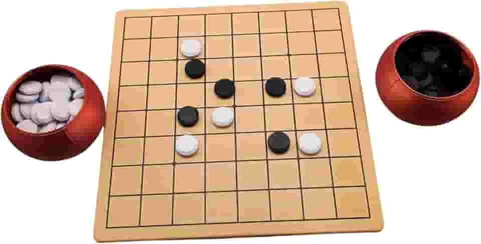 Jogo de Tabuleiro Go, 20x20 cm, Peças Pretas e Brancas, com Recipientes Vermelhos