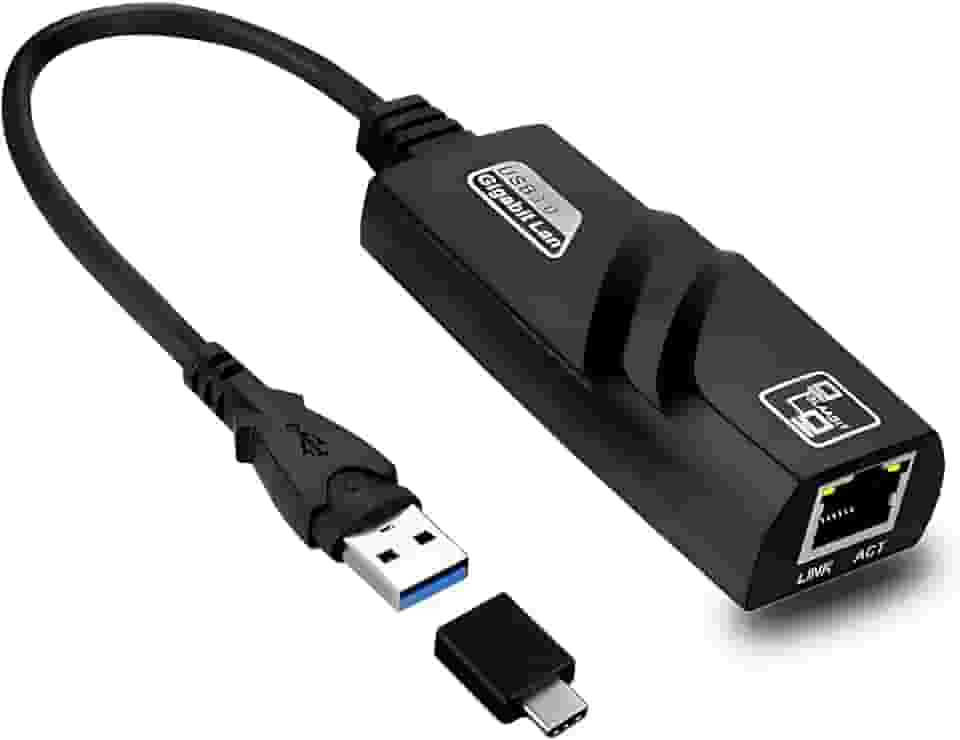 Adaptador de Rede USB 3.0 para RJ45 Gigabit 1000 Mbps com Chip Integrado – Placa de Rede Externa Plug & Play para Windows, Mac, Linux, Notebook e PC + Adaptador USB-C Incluso