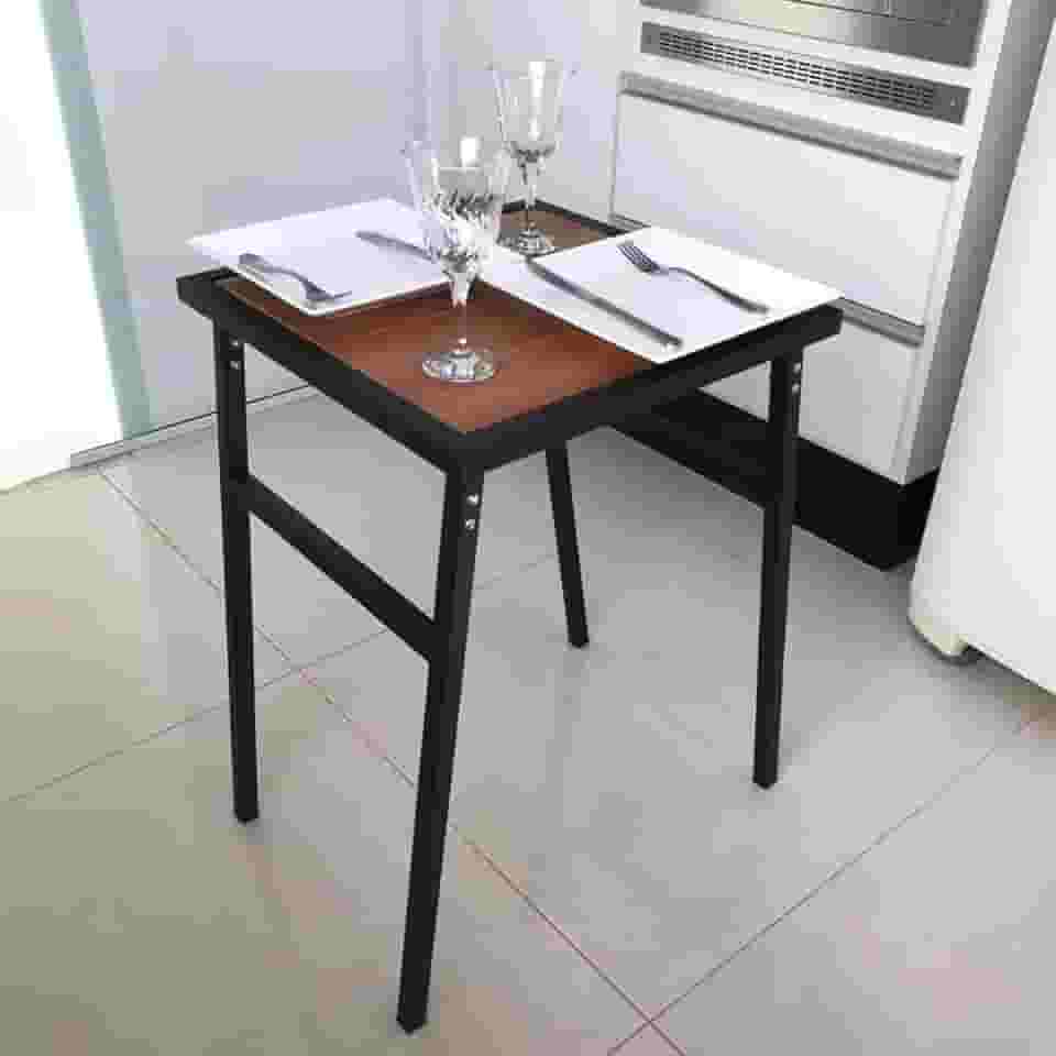Mesa Pequena Quadrada Para Cozinha Ou Sacada De Apartamento, MetalCromo, Preto, Tamanho único
