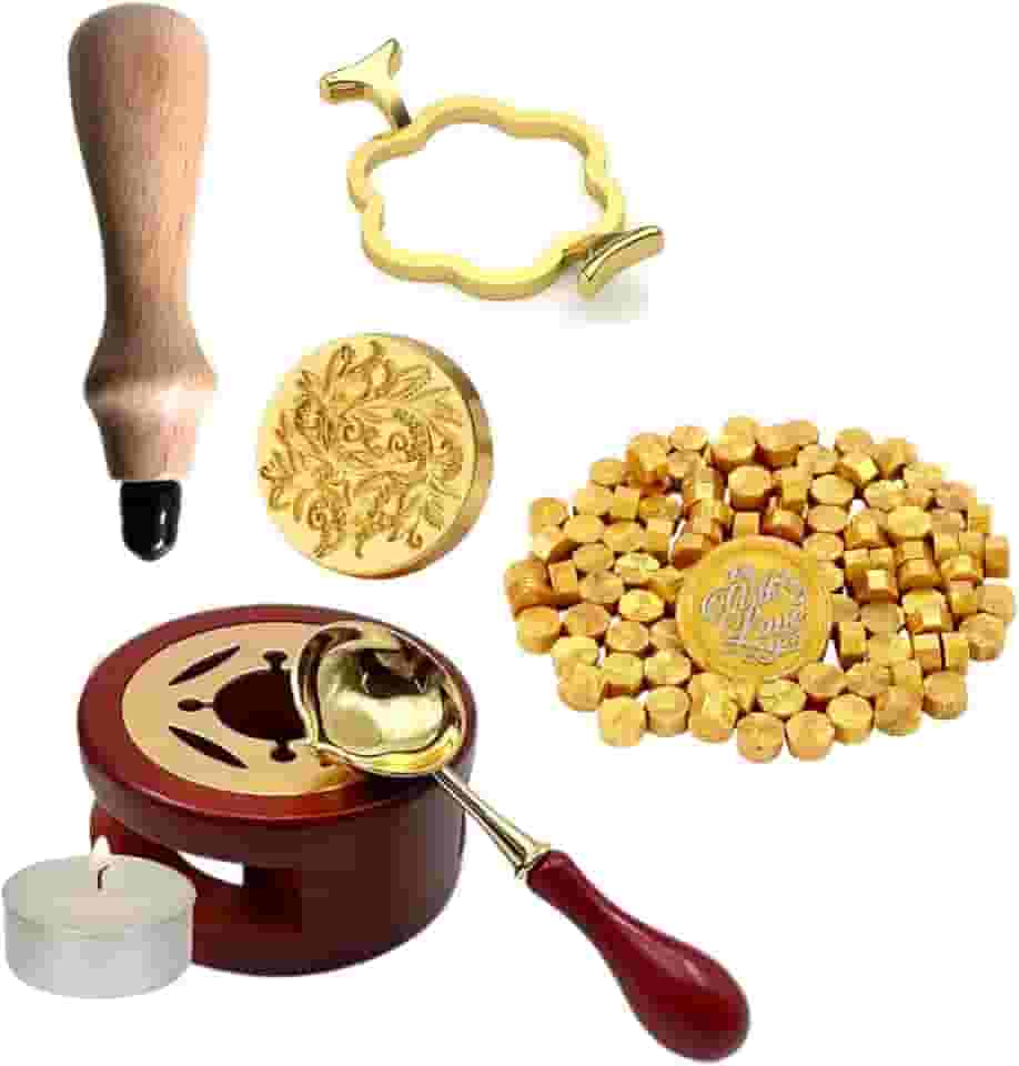 Sinete Completo com acessórios Para Lacre De Cera (Ouro velho)