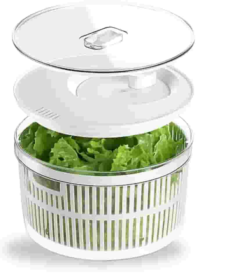 CONJUNTO SECADOR E ORGANIZADOR DE SALADA LEGUMES VERDURAS | 5,5 LITROS COM CESTO OU | CLEAR FRESH BRANCO COM ESCORREDOR