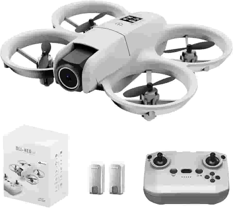 Drone DLI NEO com Câmera 4K e Evitação de Obstáculos, Quadricóptero RC FPV com Transmissão de Vídeo WiFi em Tempo Real, Fluxo Óptico, 2 Baterias, Incluindo Mala de Transporte