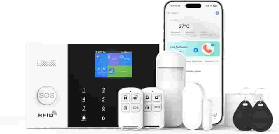 PGST Kit De Sistema Segurança Alarme Inteligente Residencial Wifi+Gsm/4G, Alerta Contra Roubo Sem Fio Faça Você Mesmo, Detector Movimento, Controle Remoto, Sensor Porta E Janela, Pelo Aplicativo Sma