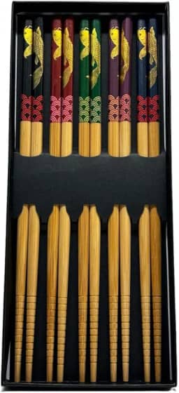 Kit 5 Pares Hashi Carpa Culinária Japonesa Reutilizável