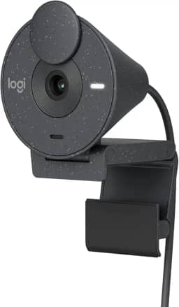 Webcam Full HD Logitech Brio 300 com Microfone com Redução de Ruído, Proteção de Privacidade, Correção Automática de Luz e Conexão USB-C- Grafite