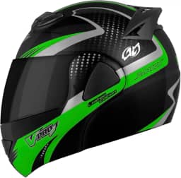 Capacete Articulado V-Pro Jet 2 Carbon Fundo Preto 60 Viseira Fumê Preto/Verde