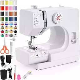 Mini máquina de costura,máquina de costura elétrica portátil para iniciantes,velocidade dupla de 12 pontos com pedal e kit de costura de 42 peças,fácil de usar,110V-220V