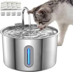 Bebedouro para Gatos, 110-220V Fonte de Agua para Gato, Bebedouro Pet com 4 Cartuchos Filtrantes e 4 Algodão Filtrante, Bebedouro para Cães de Baixo Ruído, 2.2L