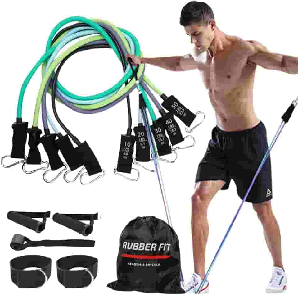 Kit Elástico Para Treino Exercícios Malhar Musculação Academia em Casa Premium Rubber Fit