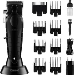 KEMEI Aparador de cabelo preto para homens, lâmina ajustável, sem fio, barbeiro profissional, cortador de cabelo sem fio recarregável por USB km-2296