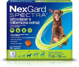NexGard Spectra Antipulgas e Carrapatos e Vermífugo para Cães de 7,6 a 15kg - 1 tablete