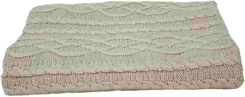 Manta Para Sofá, Poltrona Em Tricot Tramas Grossas Grande 1,30m X 1,50 (Areia Branca)