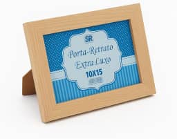 Porta-Retratos de Madeira com Vidro, 10x15 cm, Kit com 5 Unidades (bege)