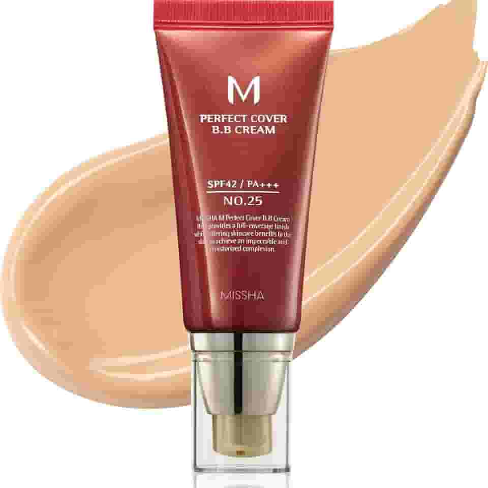 MISSHA M Perfect Cover BB Cream SPF 42 PA+++, Amazon Code Verified for Authenticity, 50ml, Concealing Blemishes, dark circles, UV Protection (#25 Warm Beige)