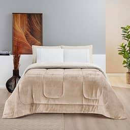 Cobertor QUEEN GIGANTE Manta Coberta Sherpa Macio Frio Intenso Grosso Coberdrom Dupla Face (Caqui)