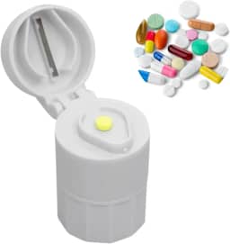 Porta Comprimidos medicamentos Remédio Capsulas Caixa Porta Medicamentos com Cortador de Comprimidos Armazenador Triturador Caixa Porta Organizador Cápsulas