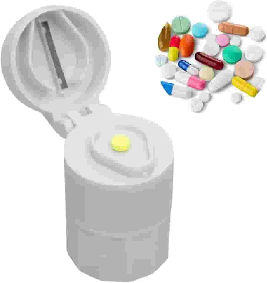 Porta Comprimidos medicamentos Remédio Capsulas Caixa Porta Medicamentos com Cortador de Comprimidos Armazenador Triturador Caixa Porta Organizador Cápsulas