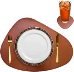 Genérico 4 Jogo Americano de Souplast Couro Caramelo Aniversário 45cm x 34cm