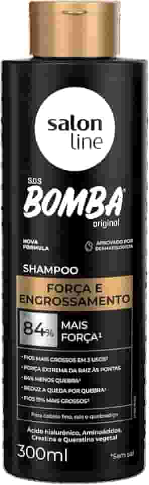 Salon Line, Shampoo, SOS Bomba, Força e Engrossamento, Vegano - Todos os Tipos de Cabelos, 300 ml