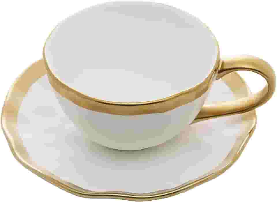 WOLFF - Xícara de Chá De Porcelana Dubai Branco e Dourado 200ml