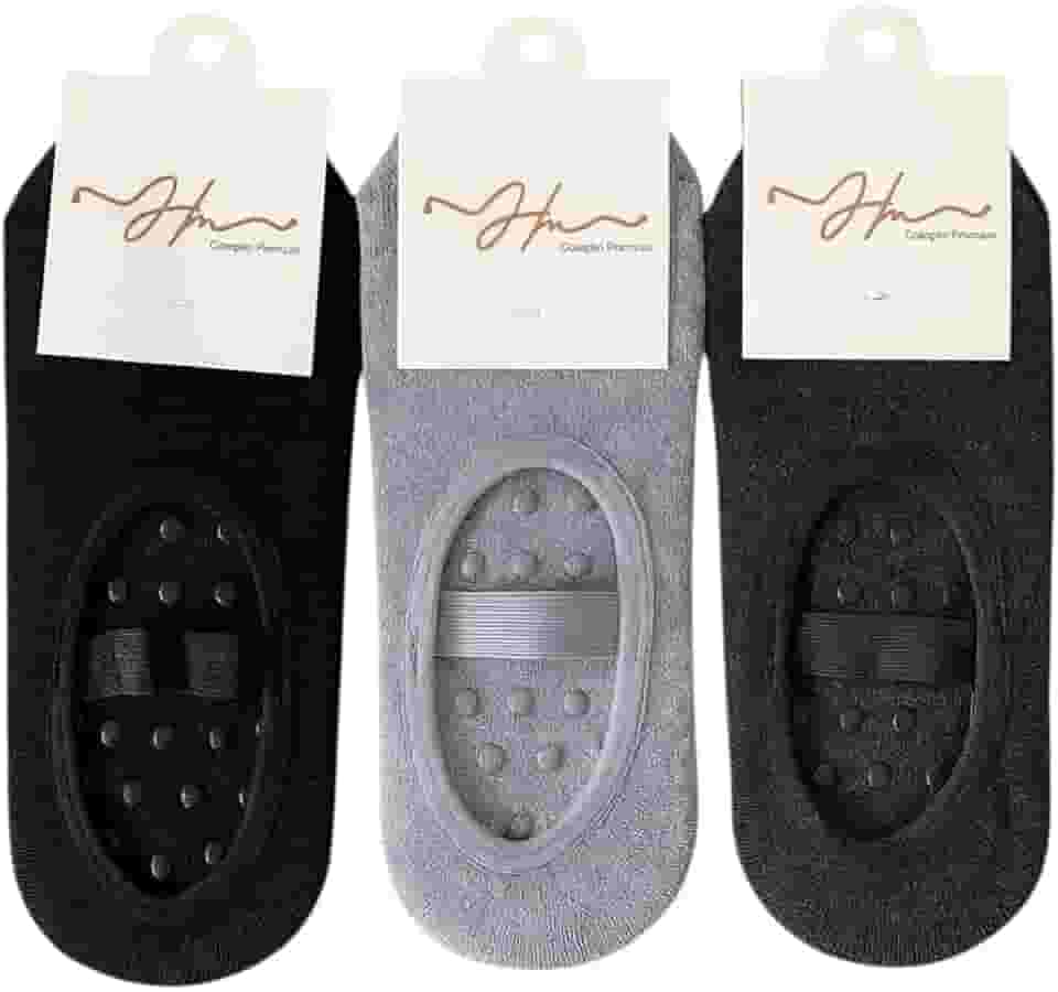 kit Meia Sapatilha para Yoga e Pilates Premium, Antiderrapante com Silicone, cores escuras